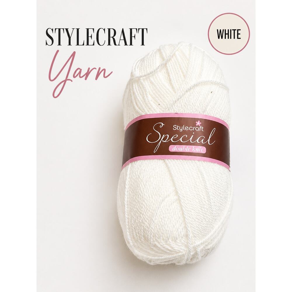Stylecraft Special DK Yarn White Acrylic 100g Knitting Crochet